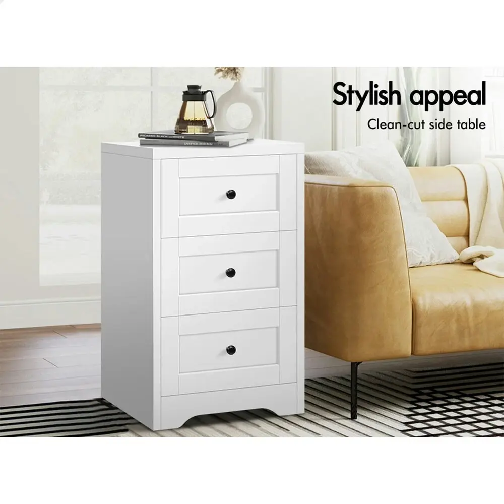 Alfordson Bedside Table Hamptons Drawer White