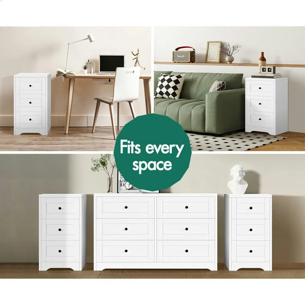 Alfordson 2x Bedside Table Hamptons Drawer White