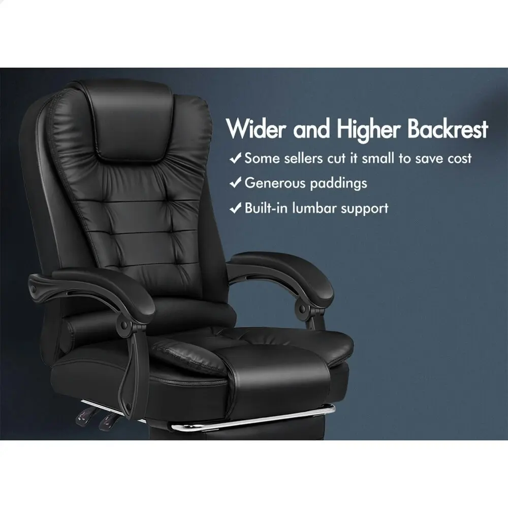 Alfordson Office Chair PU Leather Seat Footrest Black