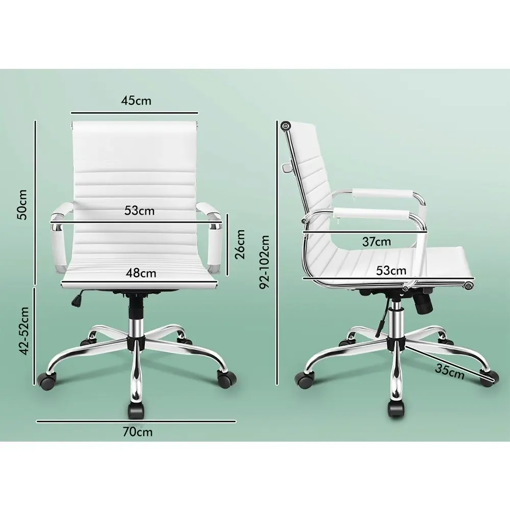 Alfordson Mid Back Ergonomic PU Leather Office Chair White