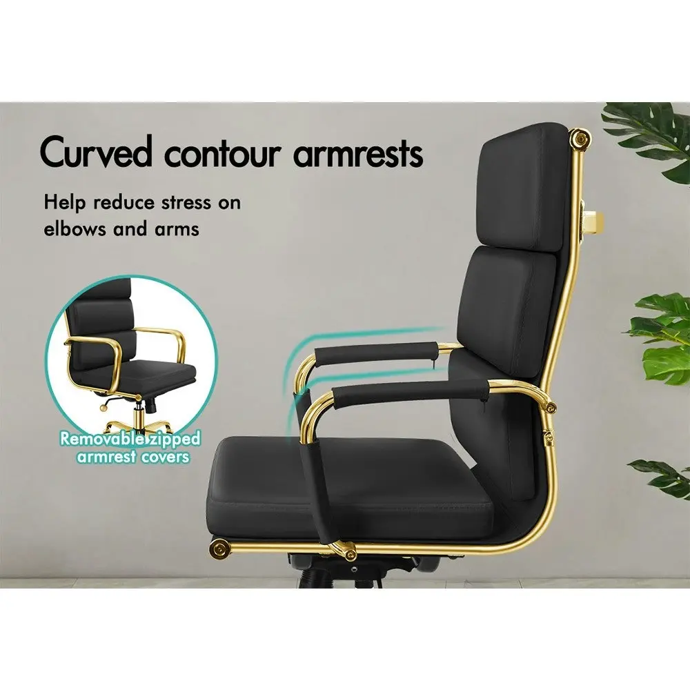 Alfordson Ergonomic Padded High Back Executive Office Chair Gold Black