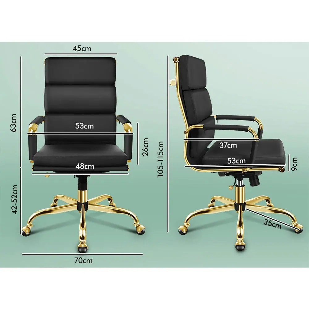 Alfordson Ergonomic Padded High Back Executive Office Chair Gold Black