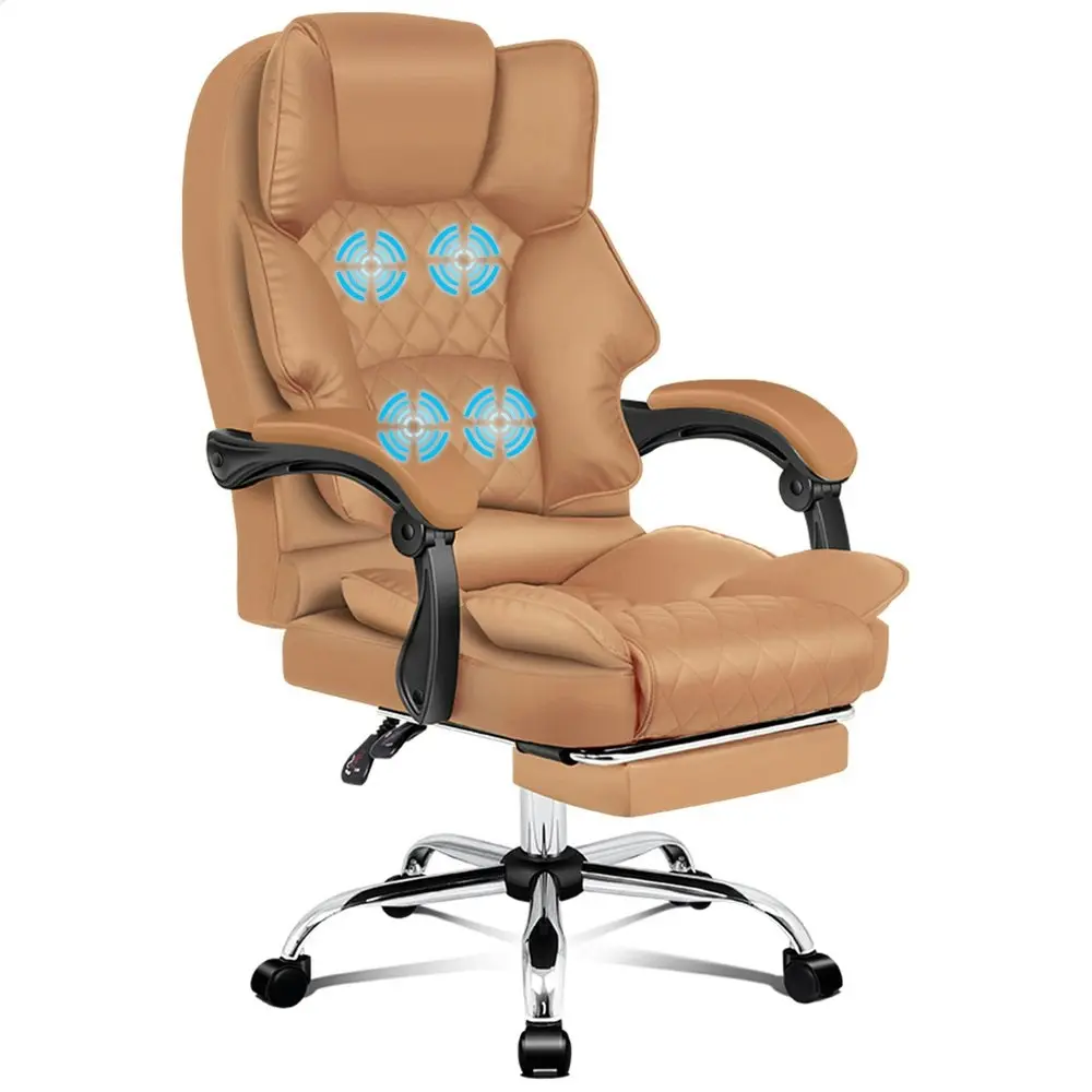 Alfordson Massage Office Chair Executive PU Leather Seat Brown