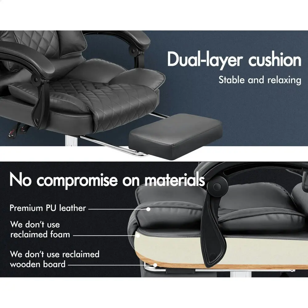 Alfordson Massage Office Chair Executive PU Leather Seat Grey