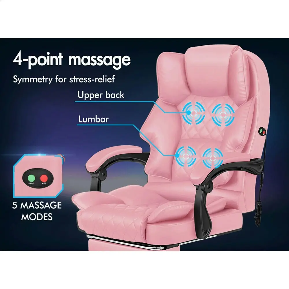 Alfordson Massage Office Chair Executive PU Leather Seat Pink