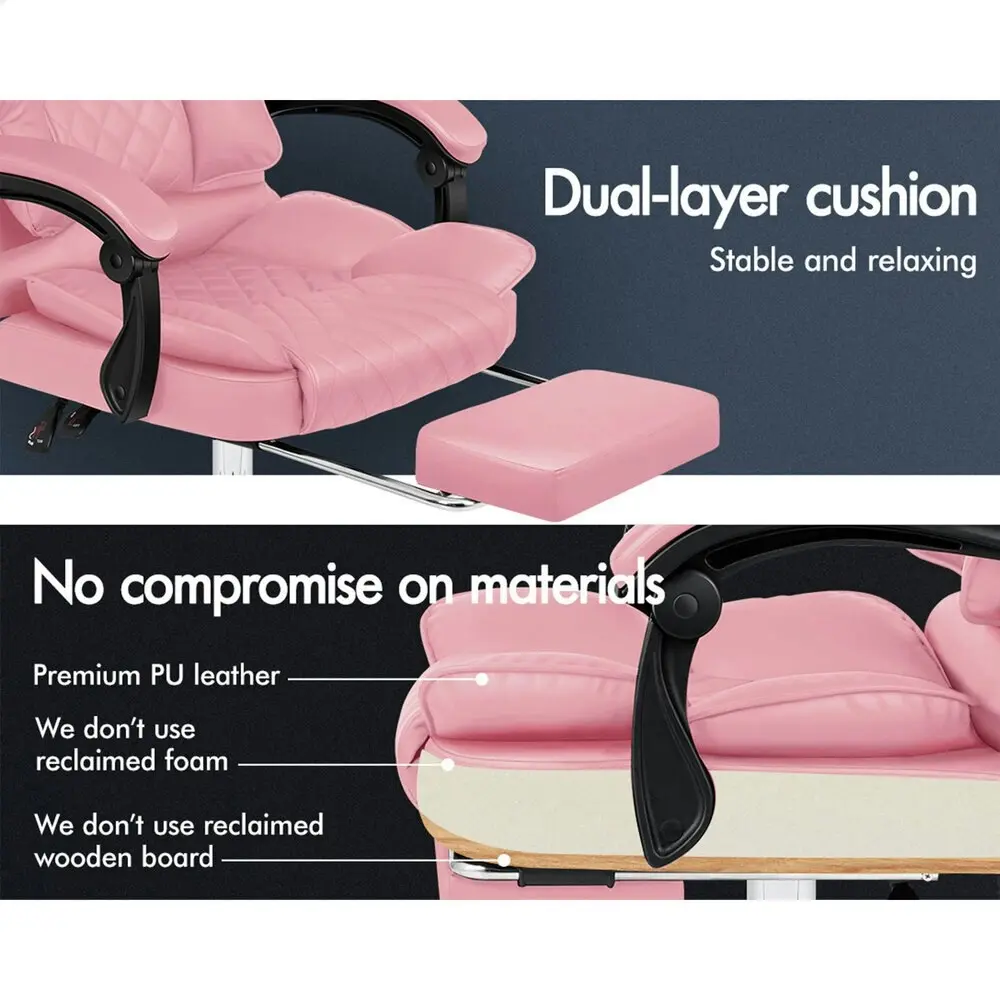 Alfordson Massage Office Chair Executive PU Leather Seat Pink