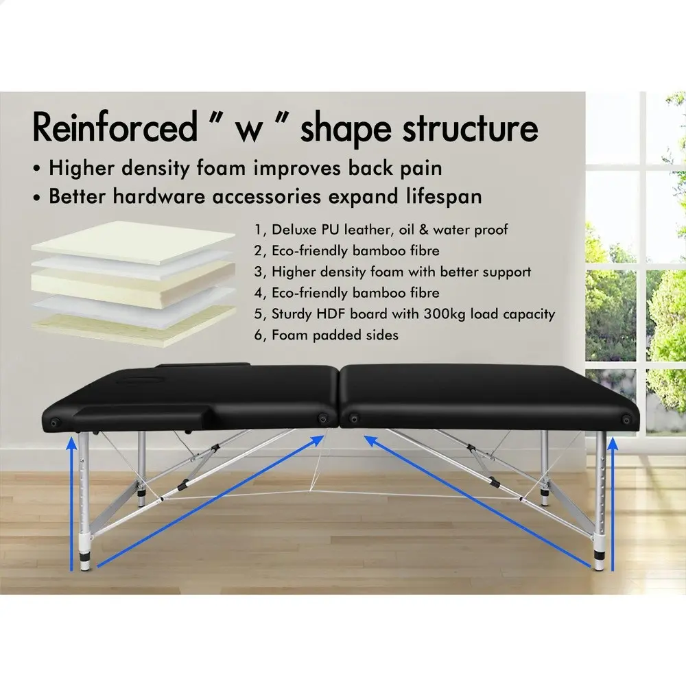 Alfordson Massage Table 2 Fold 75cm Black