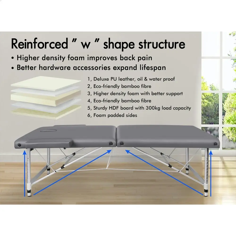 Alfordson Massage Table 2 Fold 75cm Grey