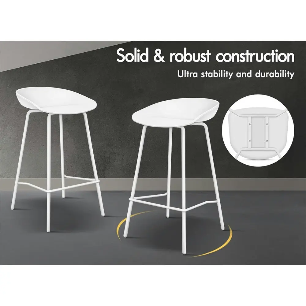 Alfordson 2x Kitchen Bar Stools Bar Stool Counter Chairs Metal White Finn