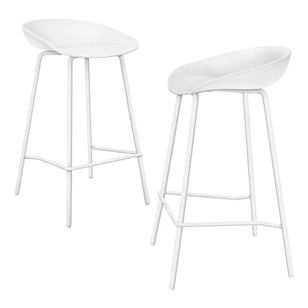 Alfordson 2x Kitchen Bar Stools Bar Stool Counter Chairs Metal White Finn