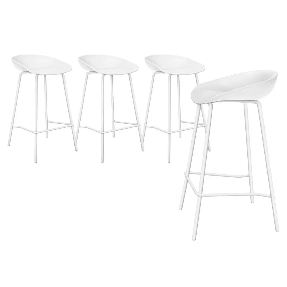 ALFRODSON 4X Bar Stools Metal Finn White