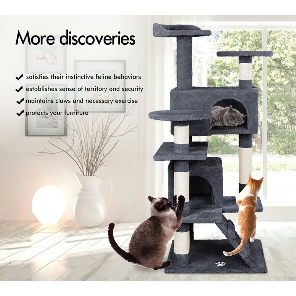 BEASTIE Cat Tree 134cm Grey Scratching Post Scratcher Tower