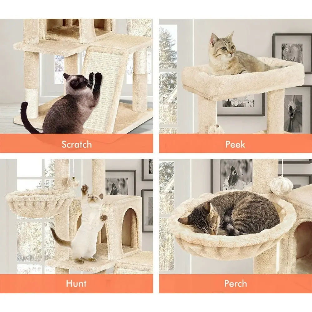 BEASTIE Cat Tree 100cm Beige Scratching Post Scratcher Tower