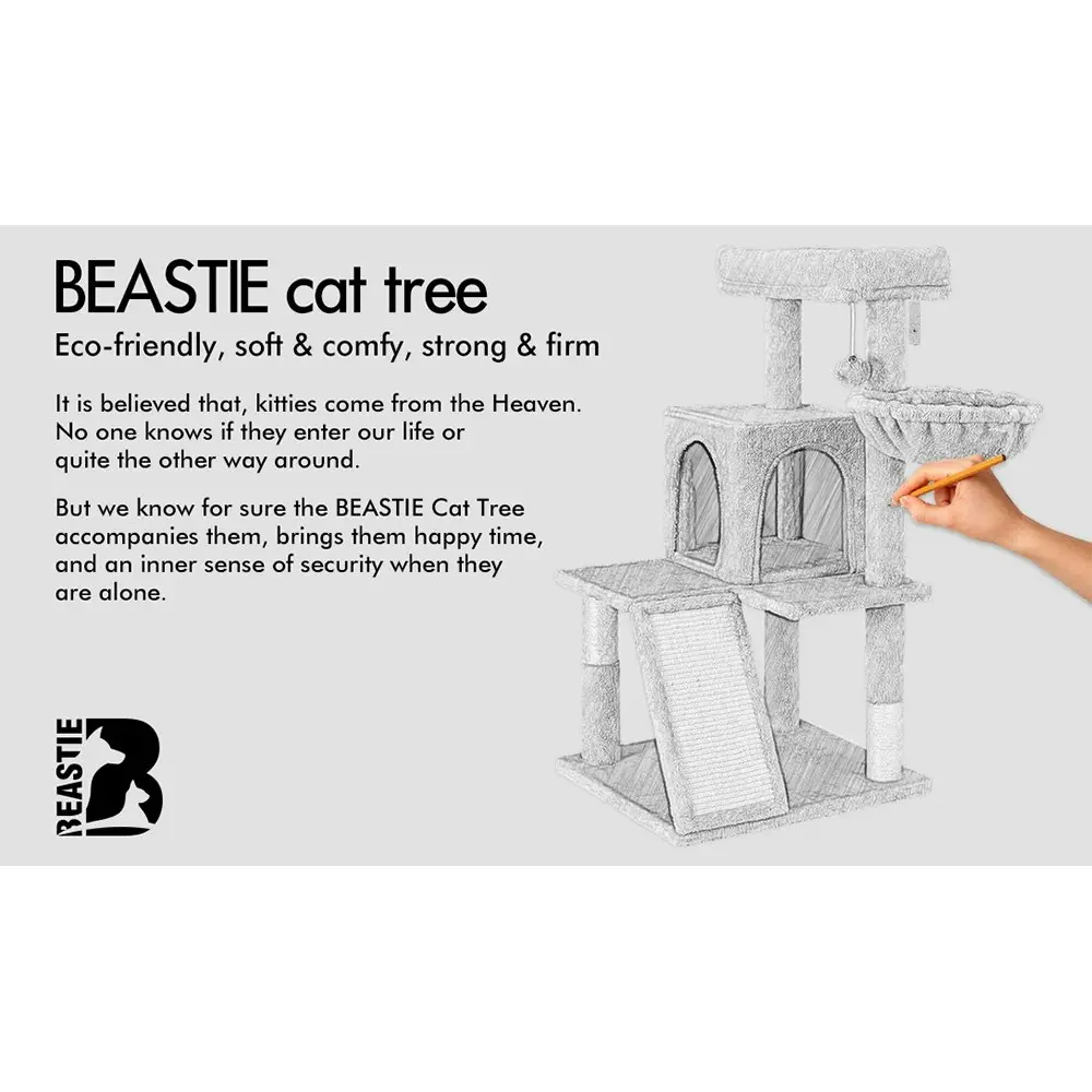 BEASTIE Cat Tree 100cm Beige Scratching Post Scratcher Tower