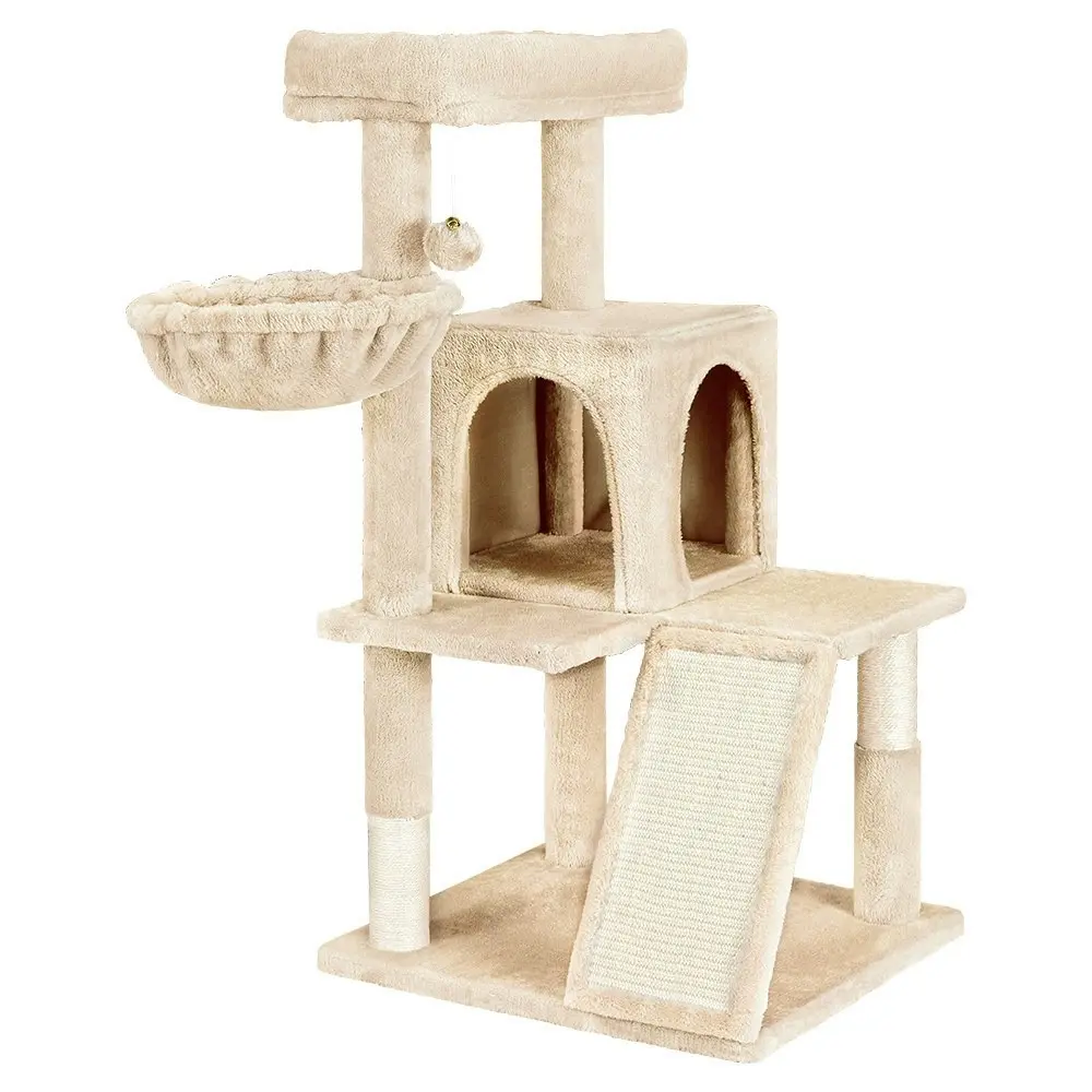 BEASTIE Cat Tree 100cm Beige Scratching Post Scratcher Tower