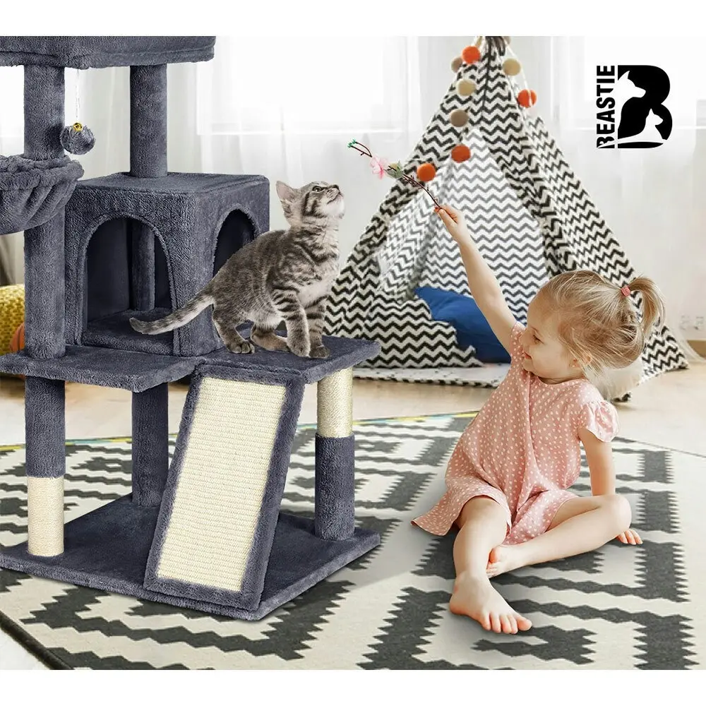 BEASTIE Cat Tree 100cm Grey Scratching Post Scratcher Tower