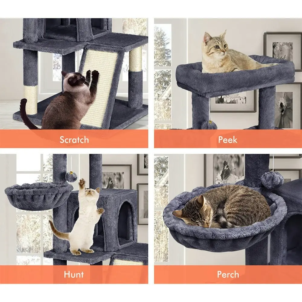 BEASTIE Cat Tree 100cm Grey Scratching Post Scratcher Tower