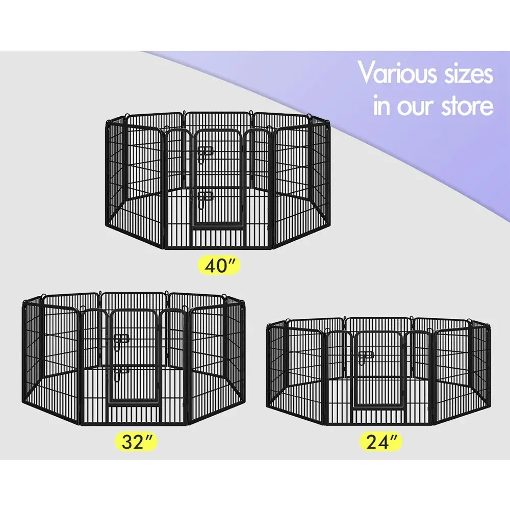 BEASTIE Pet Playpen 24 inch Large 8 Panel Fence Enclosure Dog Metal Exercise Pen