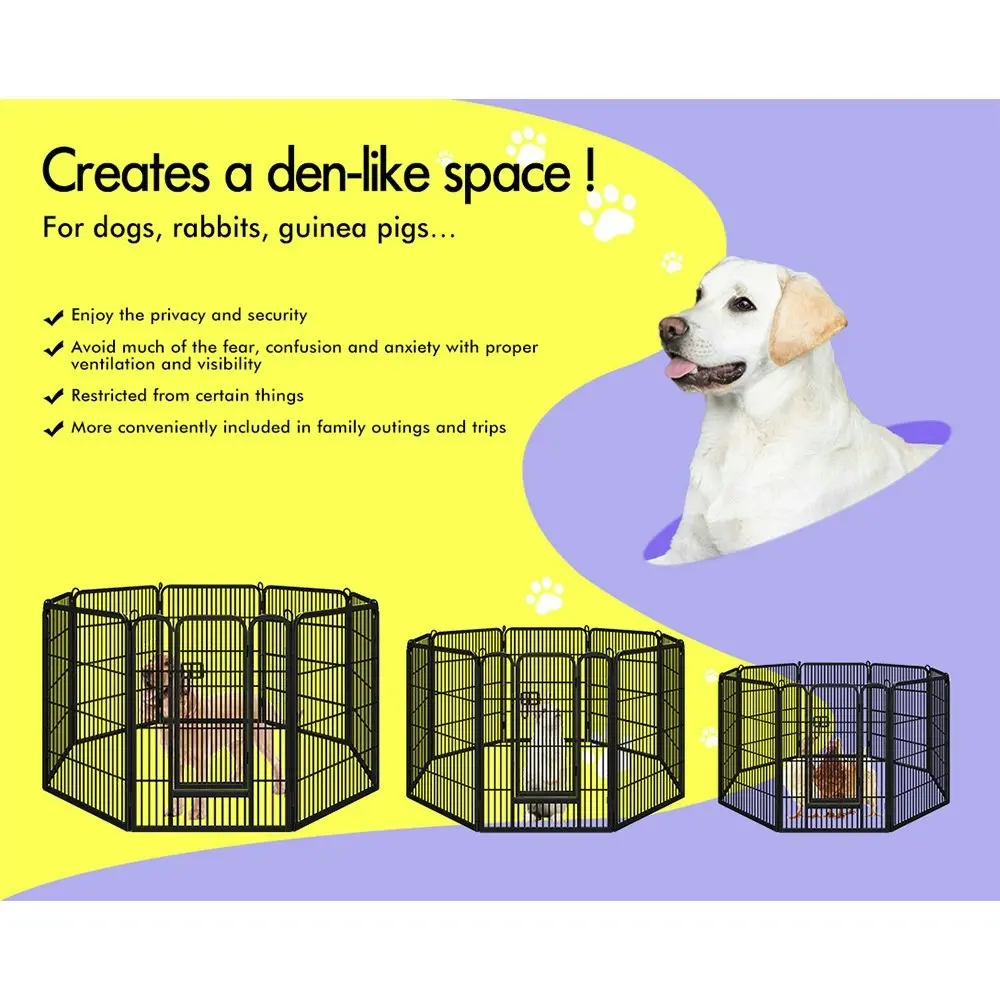 BEASTIE Pet Playpen 24 inch Large 8 Panel Fence Enclosure Dog Metal Exercise Pen