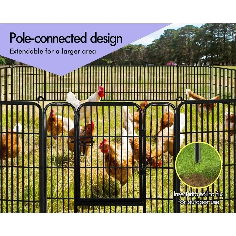 BEASTIE Pet Playpen 24 inch Large 8 Panel Fence Enclosure Dog Metal Exercise Pen