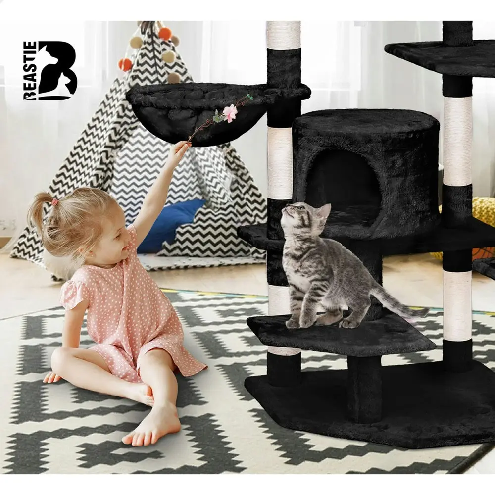 BEASTIE Cat Tree Scratching Post Scratcher Tower Condo House Furniture Wood 203