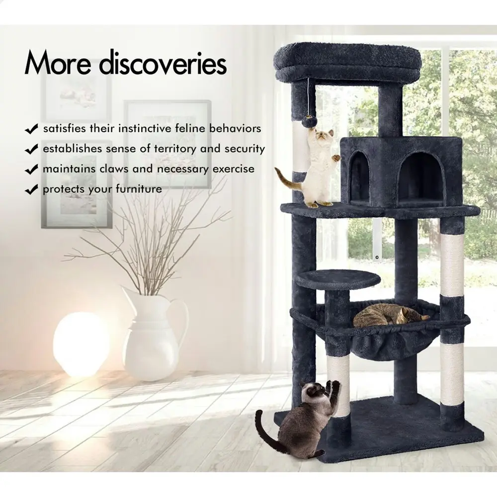 BEASTIE Cat Tree Scratching Post Scratcher Tower Condo House Furniture Wood 143 Grey