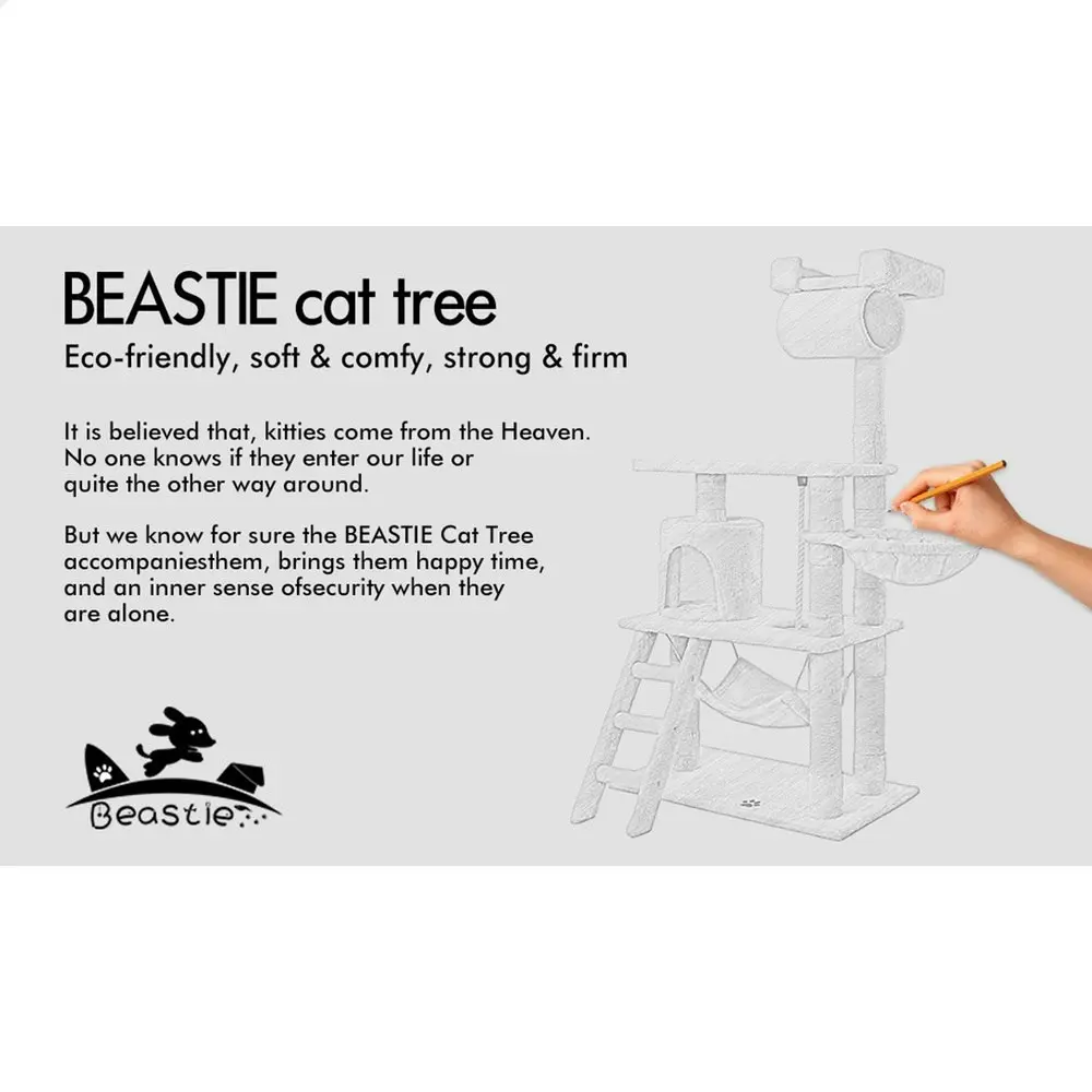 BEASTIE Cat Tree 141cm Black Scratching Post Scratcher Tower