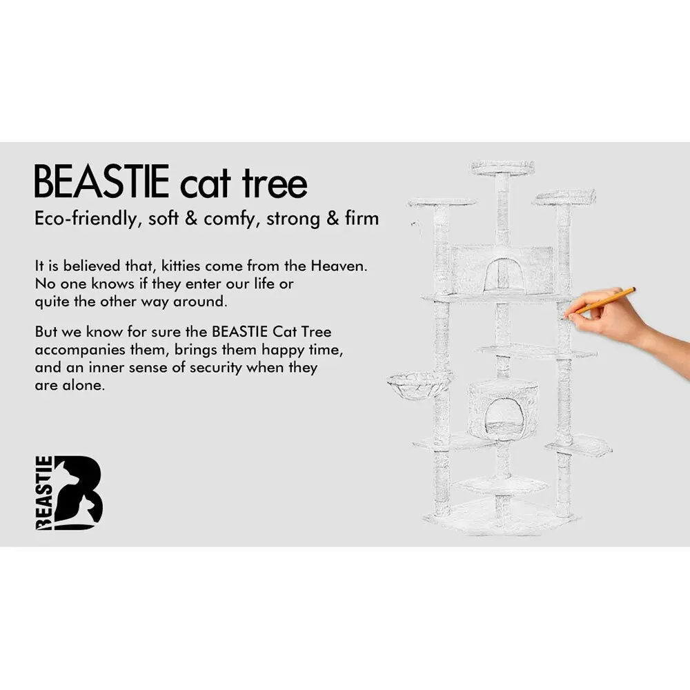 BEASTIE Cat Tree 203cm Grey Scratching Post Scratcher Tower