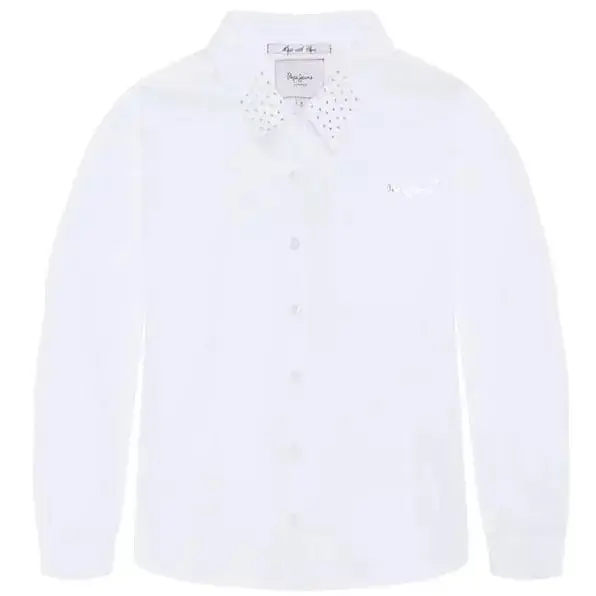 Pepe Kids Pepe Jeans Girls Thelma Jr Button Up Shirt Off White