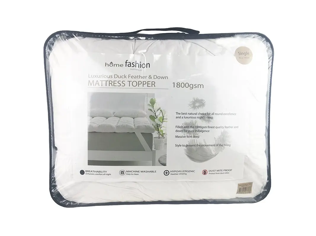 Home Fashion Duck Feather & Down Mattress Topper 1800gsm