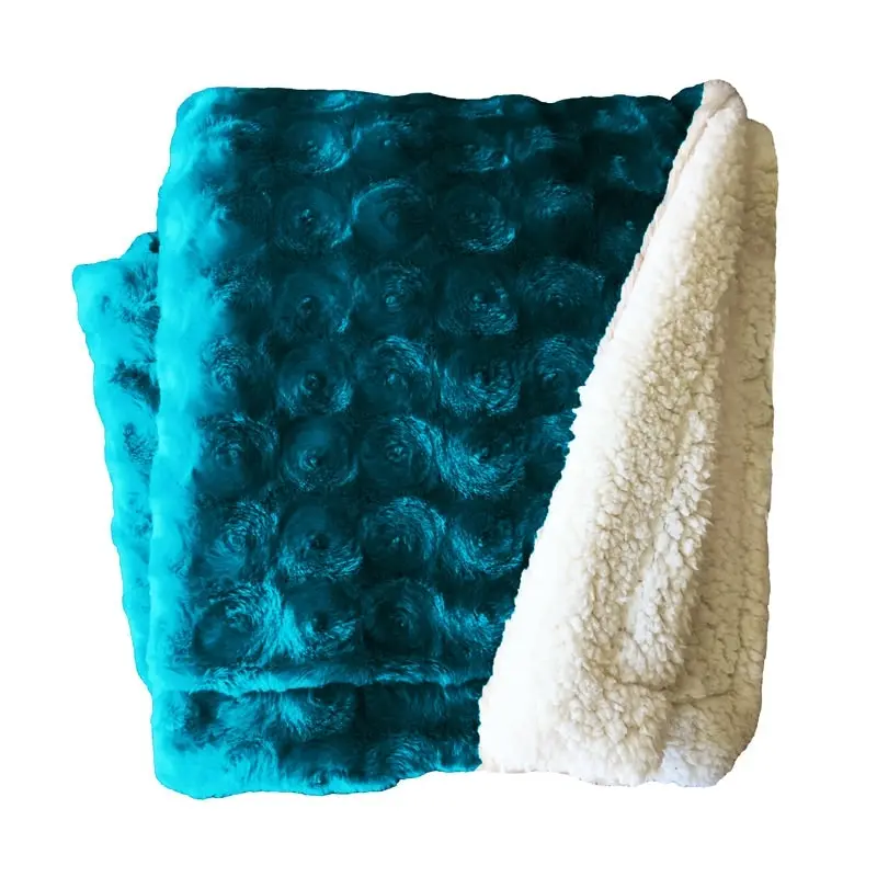 Home Fashion Plush Fleece Sherpa Backed Reversible Throw Blanket