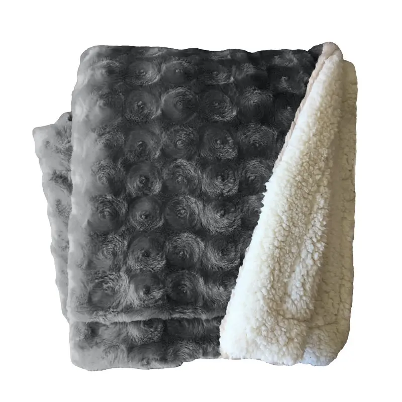 Home Fashion Plush Fleece Sherpa Backed Reversible Throw Blanket