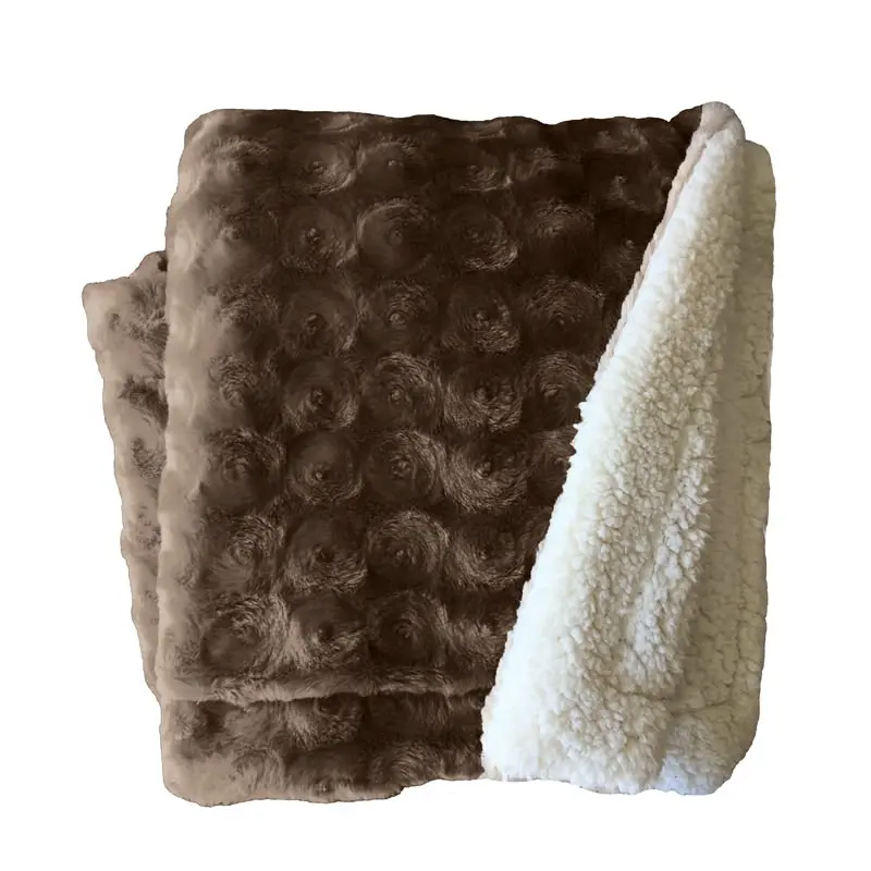 Home Fashion Plush Fleece Sherpa Backed Reversible Throw Blanket