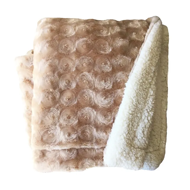 Home Fashion Plush Fleece Sherpa Backed Reversible Throw Blanket