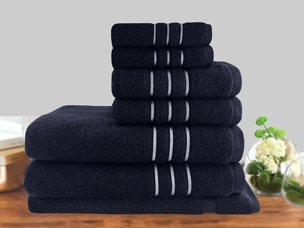 Amor Classic Dobby Stripe Super Soft Premium Cotton Towel Set 650gsm