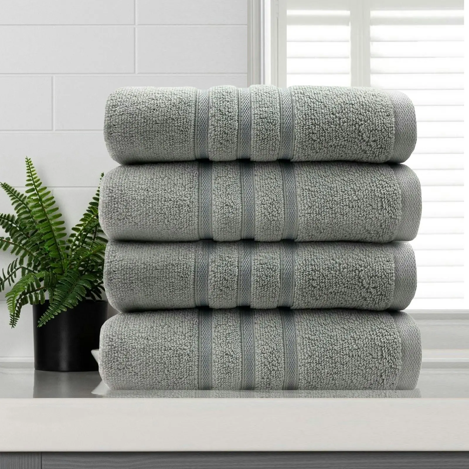 Amor Classic Hand Towel  4 Pcs Dobby Stripe Super Soft Premium Cotton