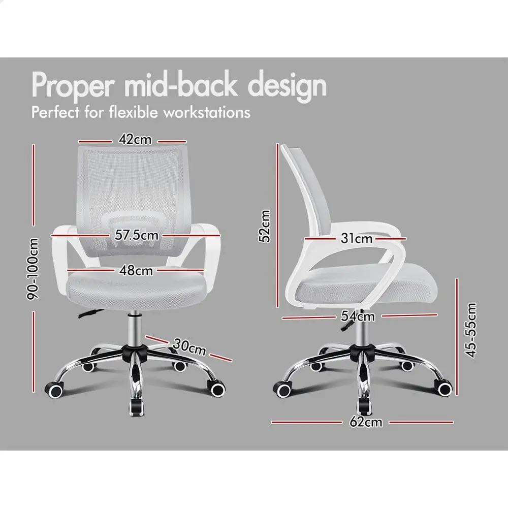 Alfordson Mesh Office Chair Mid Back Grey White