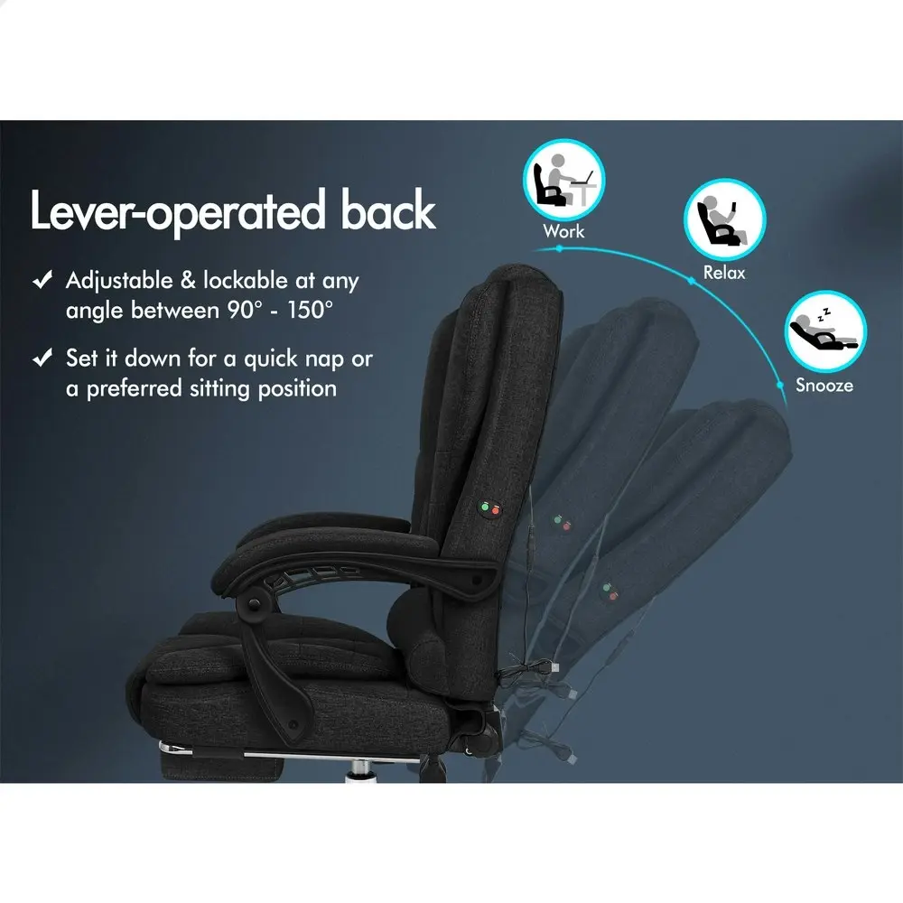 Alfordson Massage Office Chair Fabric Seat Black