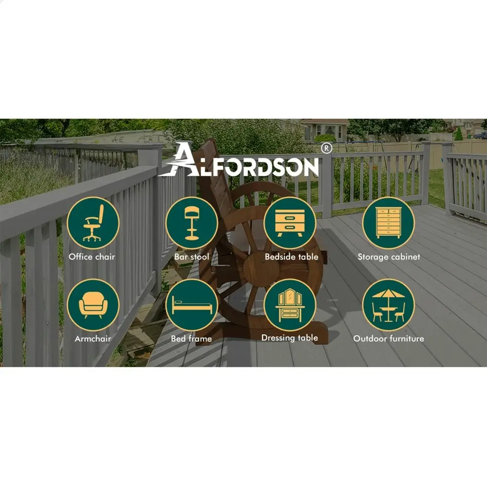 Alfordson Wooden Garden Bench Outdoor Wagon Wheel Chair Natural