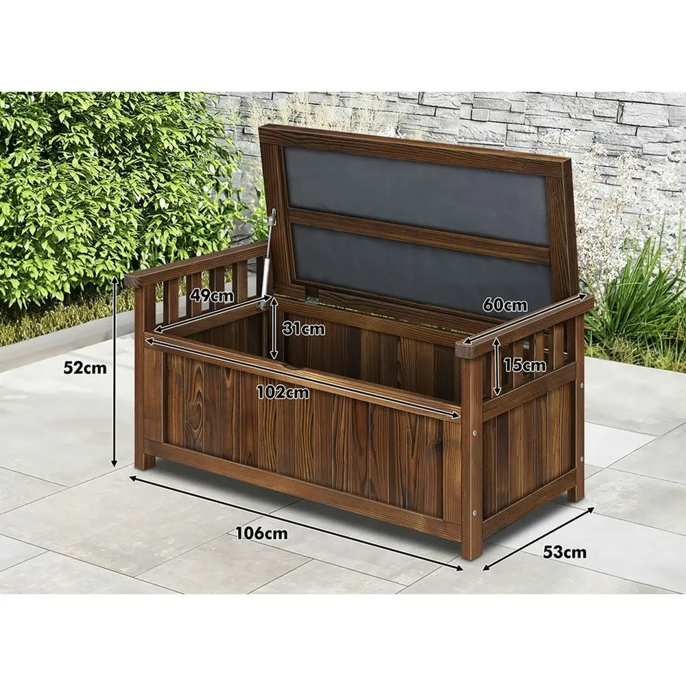 Alfordson Outdoor Storage Box Wooden Bench Chest Charcoal L