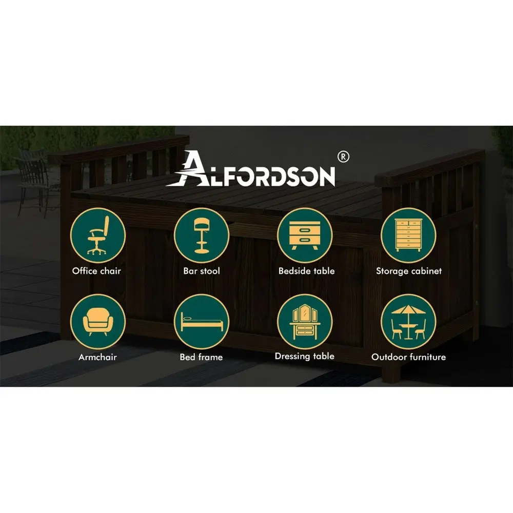 Alfordson Outdoor Storage Box Wooden Bench Chest Charcoal L