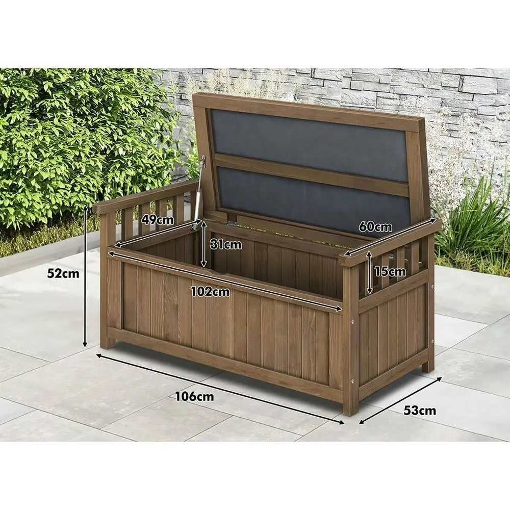 Alfordson Outdoor Storage Box Wooden Bench Chest Brown L