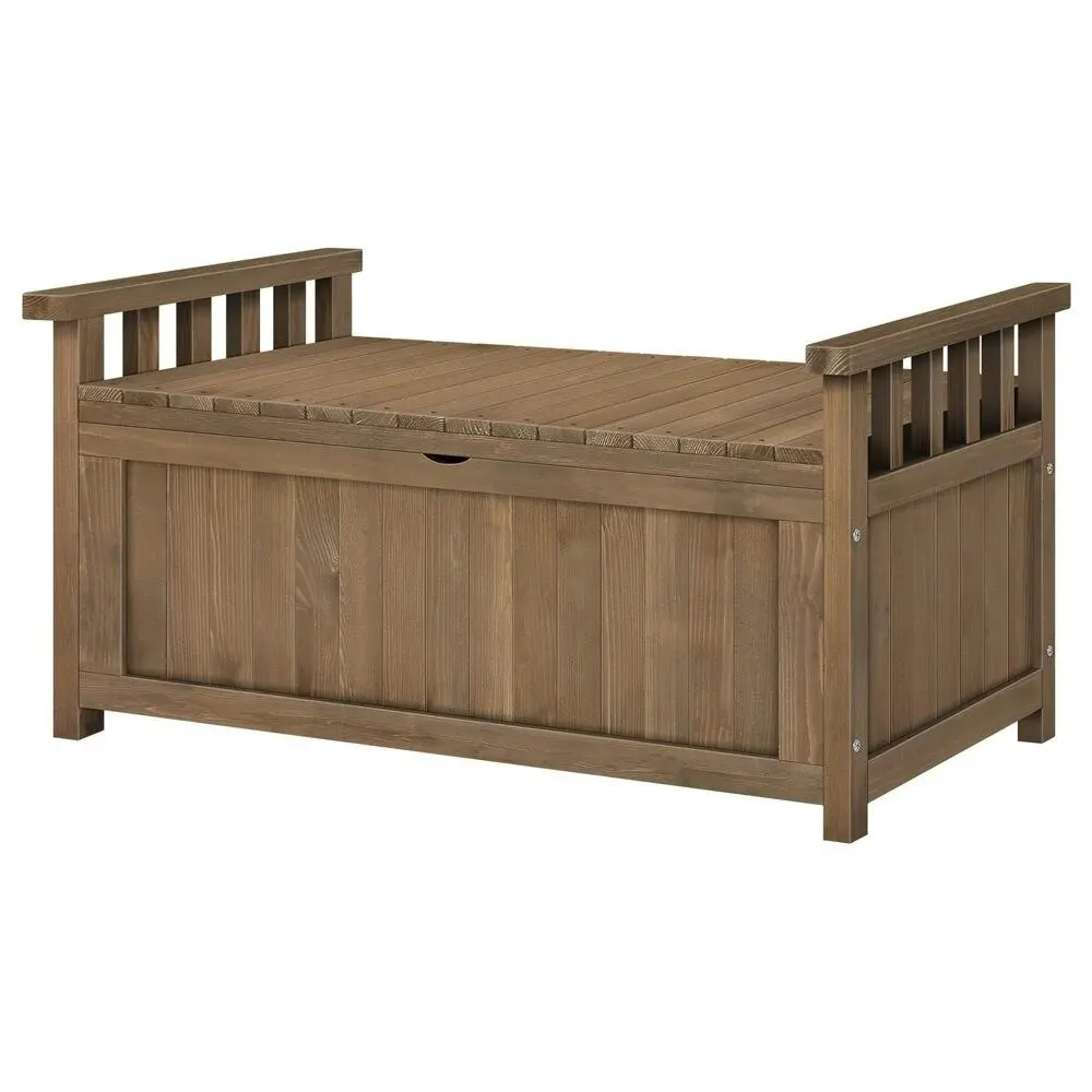 Alfordson Outdoor Storage Box Wooden Bench Chest Brown L