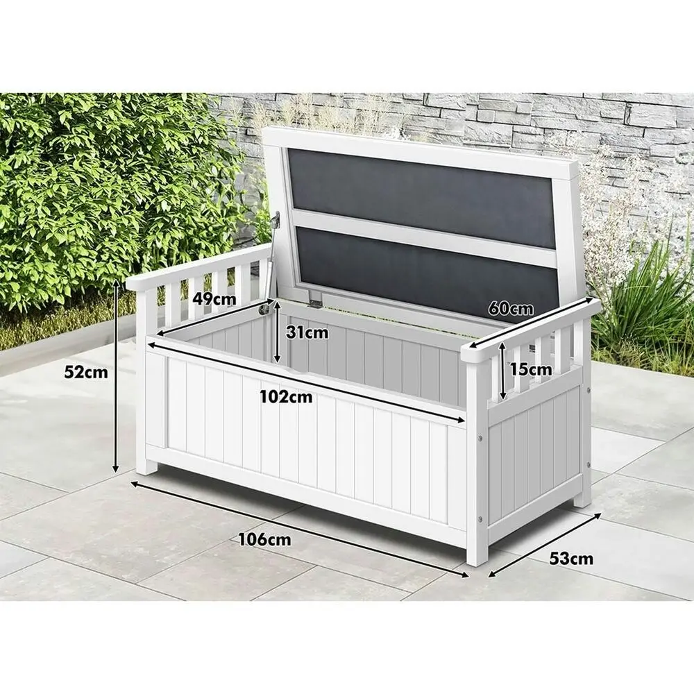 Alfordson Outdoor Storage Box Wooden Bench Chest White L