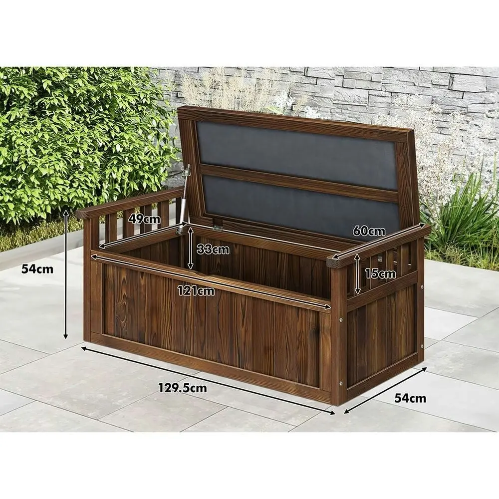 Alfordson Outdoor Storage Box Wooden Bench Chest Charcoal XL