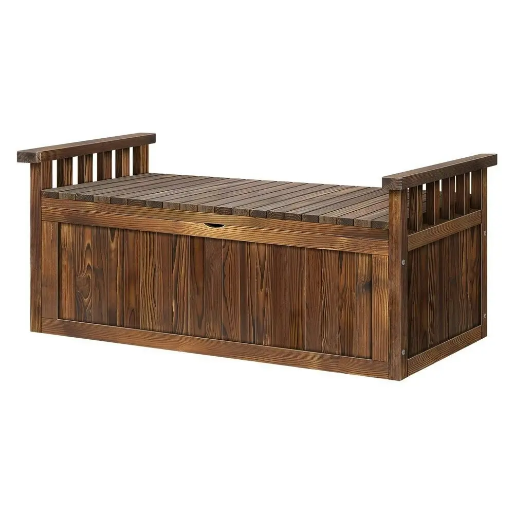 Alfordson Outdoor Storage Box Wooden Bench Chest Charcoal XL