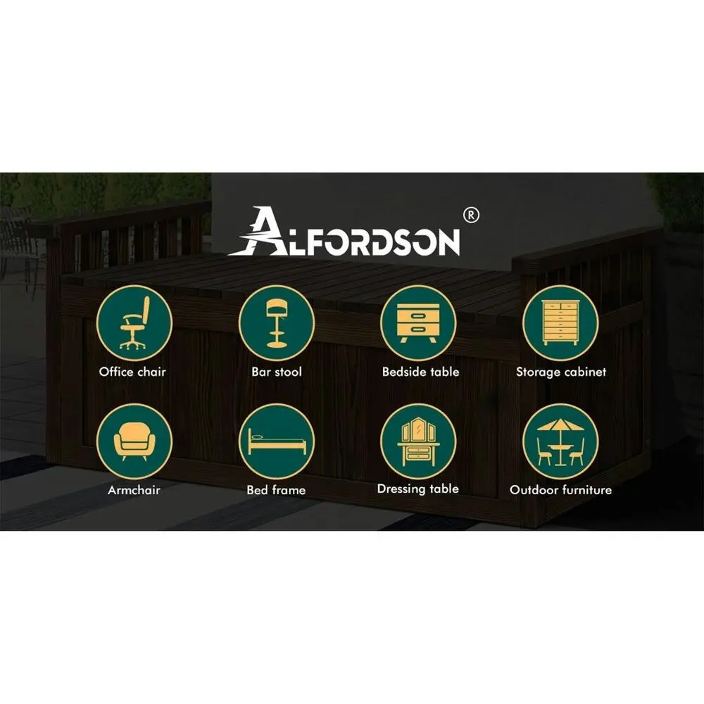 Alfordson Outdoor Storage Box Wooden Bench Chest Charcoal XL