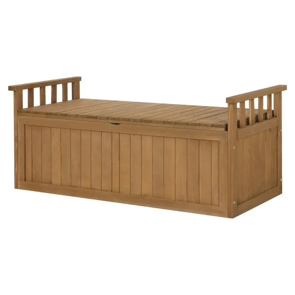 Alfordson Outdoor Storage Box Wooden Bench Chest Natural XL