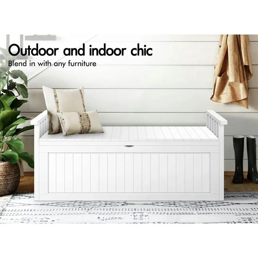 Alfordson Outdoor Storage Box Wooden Bench Chest White XL