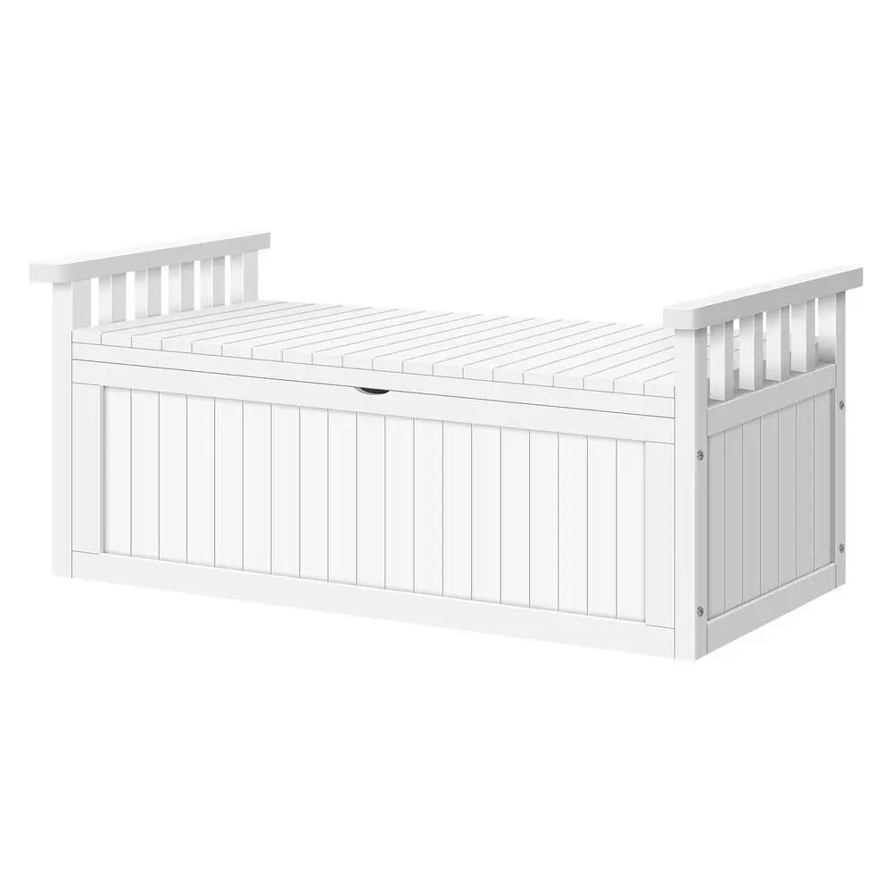 Alfordson Outdoor Storage Box Wooden Bench Chest White XL